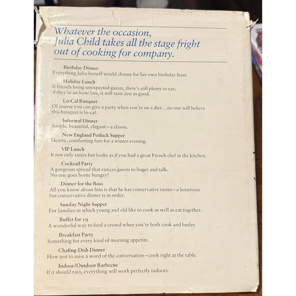 Julia Child & Company Cookbook‎ 1978 1st Ed Hardcover Lot W/ Brochure DJ Wear